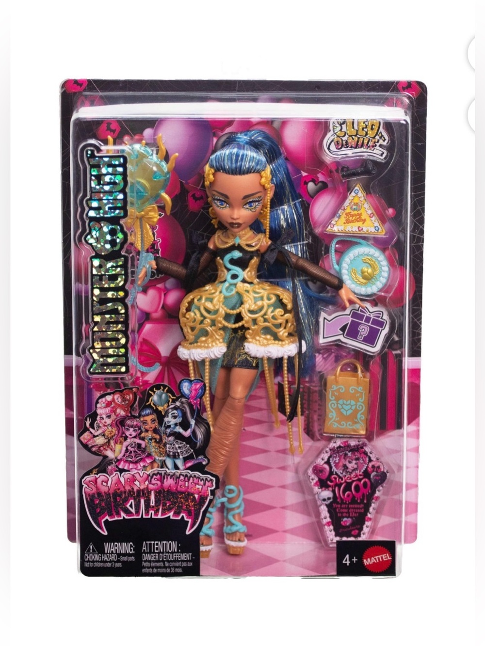 Mattel Monster High Doll in Blue, Gold & Pink Ensemble